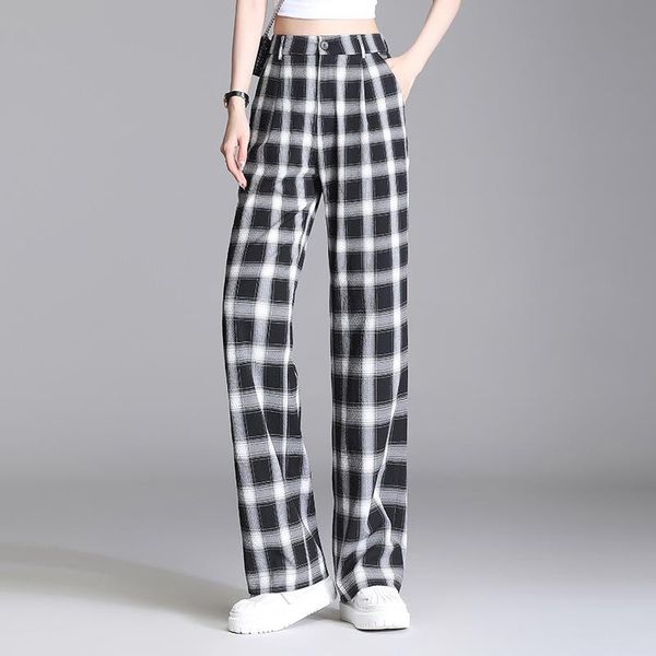 women's pants & capris plaid wide leg 2021 summer women high waisted plus size 4xl casual loose vintage elegant straight trousers femal, Black;white
women's pants & capris plaid wide leg 2021 summer women high waisted plus size 4xl casual loose vintage elegant straight trousers femal, Black;white