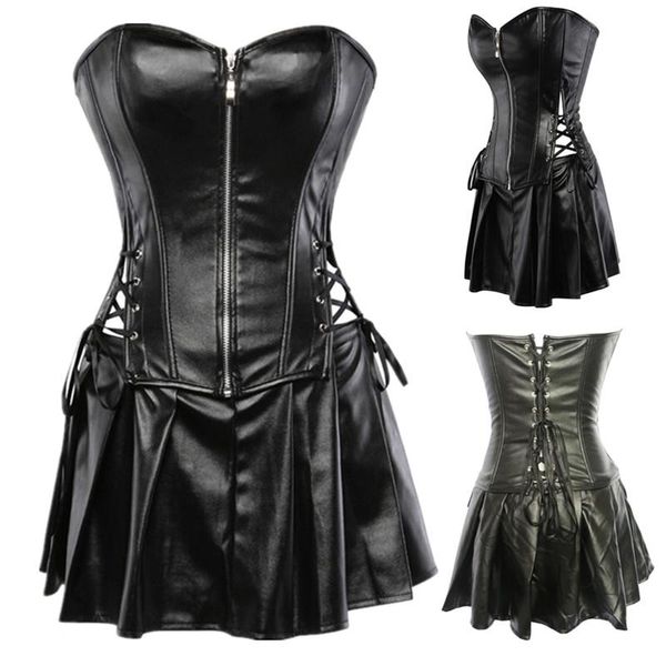 bustiers & corsets plus size s-6xl gothic black faux leather corset with skirt women strapless steampunk overbust dress, Black;white
bustiers & corsets plus size s-6xl gothic black faux leather corset with skirt women strapless steampunk overbust dress, Black;white