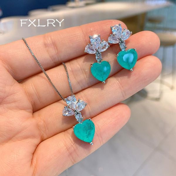 earrings & necklace fxlry fashion micro-inlaid blue zircon cracked love heart pendant and earring for women jewelry sets, Silver
earrings & necklace fxlry fashion micro-inlaid blue zircon cracked love heart pendant and earring for women jewelry sets, Silver