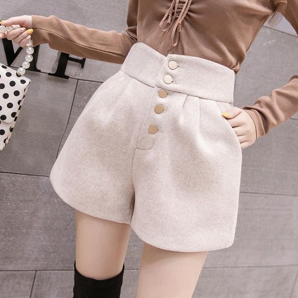 women's shorts elegant winter wool women 2021 high waist black casual pockets ladies all match plus size short mujer, White;black
women's shorts elegant winter wool women 2021 high waist black casual pockets ladies all match plus size short mujer, White;black
