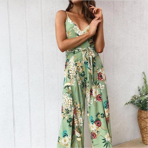 women's jumpsuits & rompers sling v neck backless foral printing jumpsuit loose long wide leg split pants summer womens feminino rz*, Black;white
women's jumpsuits & rompers sling v neck backless foral printing jumpsuit loose long wide leg split pants summer womens feminino rz*, Black;white