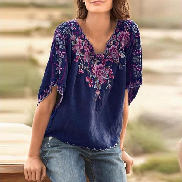 blouses women vintage embroidery summer print shirt v-neck short sleeve blouse chemisier femme ladies women's & shirts, White
blouses women vintage embroidery summer print shirt v-neck short sleeve blouse chemisier femme ladies women's & shirts, White