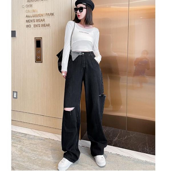 women's jeans girl students 21 years wide legs ripped female waist head loose wide-legged pants fall and winter, Blue
women's jeans girl students 21 years wide legs ripped female waist head loose wide-legged pants fall and winter, Blue