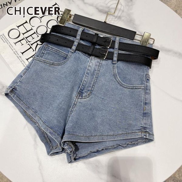 women's shorts chicever minimalist patchwork sashes denim for women high waist loose korean fashion short female 2021 summer clothing, White;black
women's shorts chicever minimalist patchwork sashes denim for women high waist loose korean fashion short female 2021 summer clothing, White;black