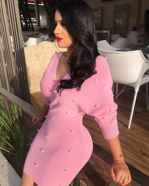 casual dresses bkld long sleeve pearl beading sheath bodycon dress solid pink v-neck wrap mini 2021 women autumn elegant party, Black;gray
casual dresses bkld long sleeve pearl beading sheath bodycon dress solid pink v-neck wrap mini 2021 women autumn elegant party, Black;gray