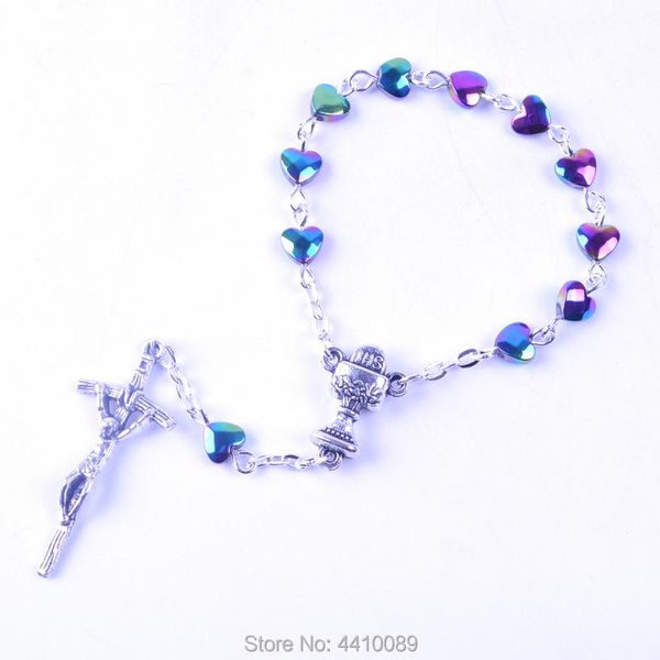 chokers colorful heart hematite bead decade rosay cuo center papa crucifix, Golden;silver
chokers colorful heart hematite bead decade rosay cuo center papa crucifix, Golden;silver