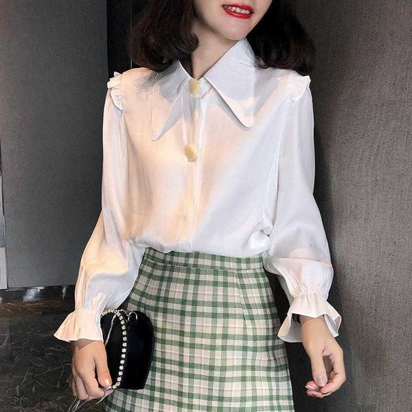 women's blouses & shirts arrival autumn korea fashion women long sleeve loose big turn-down collar button ol la fexa, White
women's blouses & shirts arrival autumn korea fashion women long sleeve loose big turn-down collar button ol la fexa, White