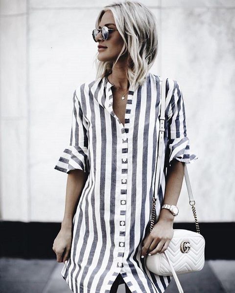 summer women flare half-sleeved loose button shirt mini fashion casual striped dress womens clothing vestidos, Black;gray
summer women flare half-sleeved loose button shirt mini fashion casual striped dress womens clothing vestidos, Black;gray