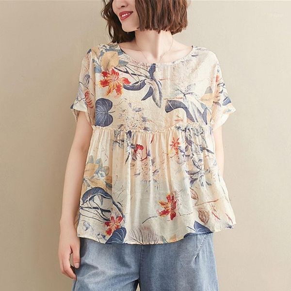 women's t-shirt women summer cotton linen casual t-shirts arrival 2021 vintage style floral print loose comfortable female tees s3911, White
women's t-shirt women summer cotton linen casual t-shirts arrival 2021 vintage style floral print loose comfortable female tees s3911, White