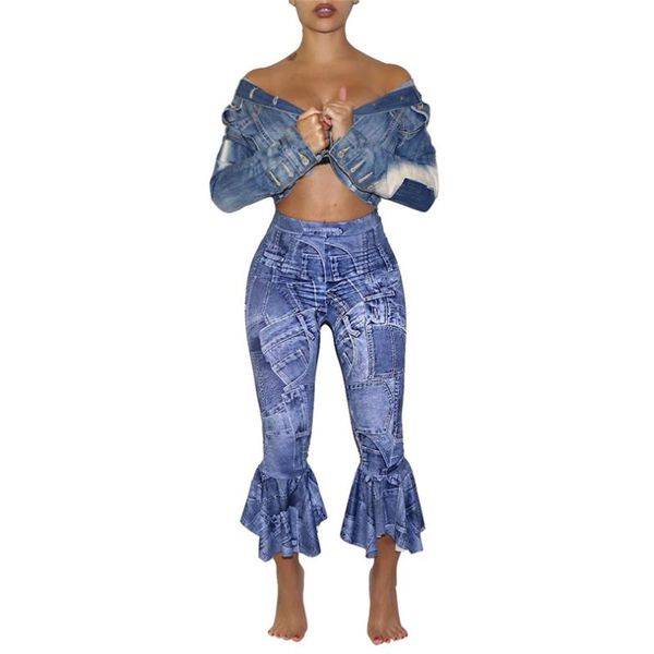 women's jeans only pants 2021 women autumn ruffles hem faux print active wear flare ankle length denim summer trouser leggings, Blue
women's jeans only pants 2021 women autumn ruffles hem faux print active wear flare ankle length denim summer trouser leggings, Blue