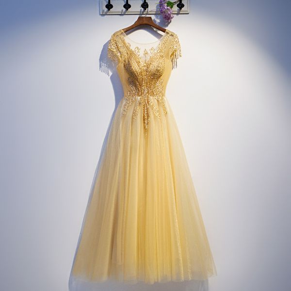 fancy yellow bridesmaid dress sheer neckline applique pleats tulle with beading party gowns, White;pink
fancy yellow bridesmaid dress sheer neckline applique pleats tulle with beading party gowns, White;pink