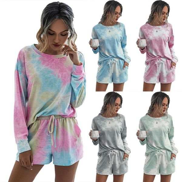 women's tracksuits summer ladies pajamas casual tie-dye home service two-piece suit drawstring shorts, Gray
women's tracksuits summer ladies pajamas casual tie-dye home service two-piece suit drawstring shorts, Gray