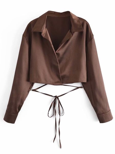 women's blouses & shirts european and american wholesale 2021 satin short waist tie shirt slim lapel dlsy1140, White
women's blouses & shirts european and american wholesale 2021 satin short waist tie shirt slim lapel dlsy1140, White