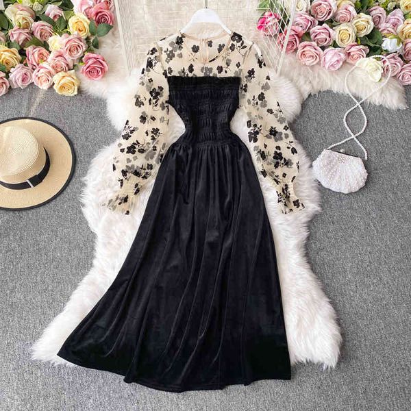 mesh patchwork midi dress autumn vintage lantern long sleeve big swing velvet robe party vestidos 210426, Black;gray
mesh patchwork midi dress autumn vintage lantern long sleeve big swing velvet robe party vestidos 210426, Black;gray