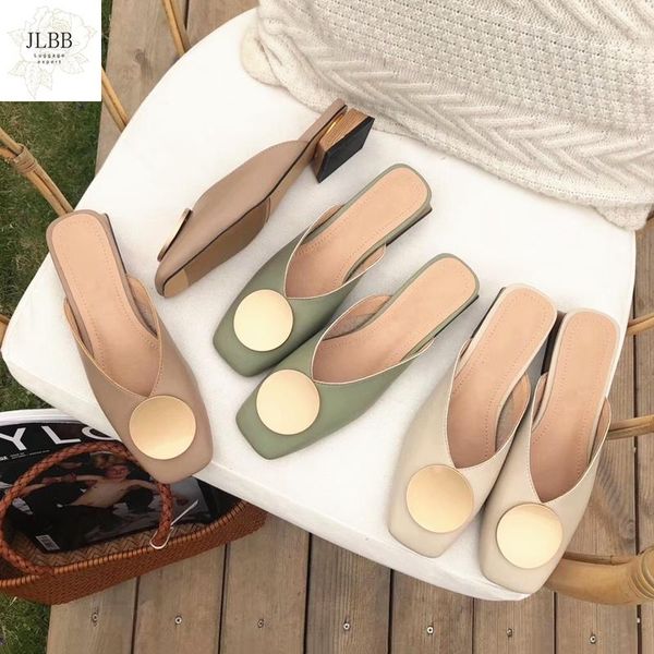 women slippers mules flat casual shoes british metal buckle slides wooden heel summer half elegant ladies office, Black
women slippers mules flat casual shoes british metal buckle slides wooden heel summer half elegant ladies office, Black