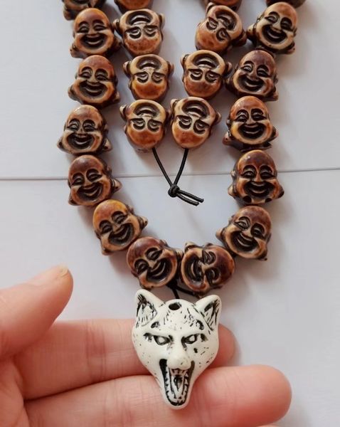 handmade bracelet pendant carved buddha wolf totem yak bone beads rock antique jewelry, Black
handmade bracelet pendant carved buddha wolf totem yak bone beads rock antique jewelry, Black