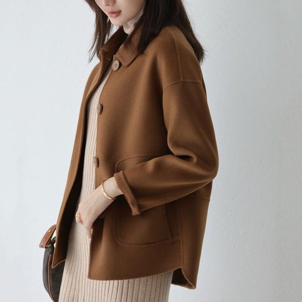 women's wool & blends simple woolen coat short coats and jackets women korean fashion clothing loose winter abrigos mujer, Black
women's wool & blends simple woolen coat short coats and jackets women korean fashion clothing loose winter abrigos mujer, Black