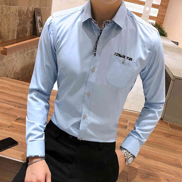 men's dress shirts men fashion floral camisa masculina long sleeve pocket slim formal casual male 5xl 6 colors wc38, White;black
men's dress shirts men fashion floral camisa masculina long sleeve pocket slim formal casual male 5xl 6 colors wc38, White;black