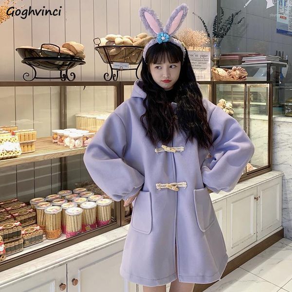 women's wool & blends women with hat hooded japanese kawaii lantern sleeve horn button thicker for sweet girl trendy retro loose studen, Black
women's wool & blends women with hat hooded japanese kawaii lantern sleeve horn button thicker for sweet girl trendy retro loose studen, Black