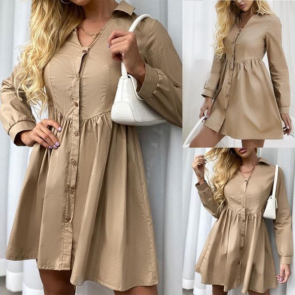 casual dresses kili autumn solid color v-neck pleated waist temperament shirt dress female fashion long-sleeved, Black;gray
casual dresses kili autumn solid color v-neck pleated waist temperament shirt dress female fashion long-sleeved, Black;gray