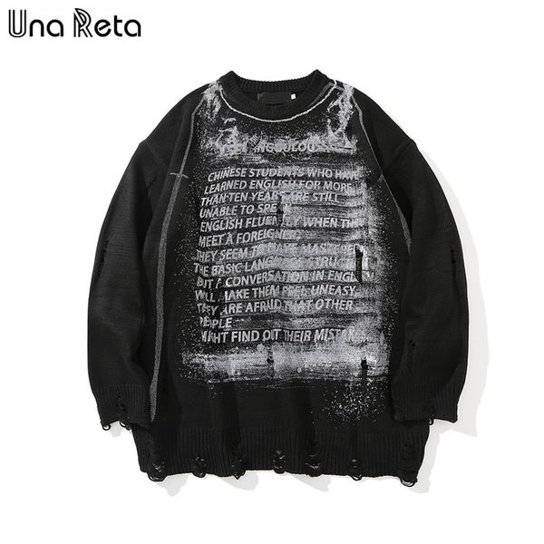una reta sweater men print streetwear clothes long sleeve pullover pull homme loose hole couple 210812, White;black
una reta sweater men print streetwear clothes long sleeve pullover pull homme loose hole couple 210812, White;black