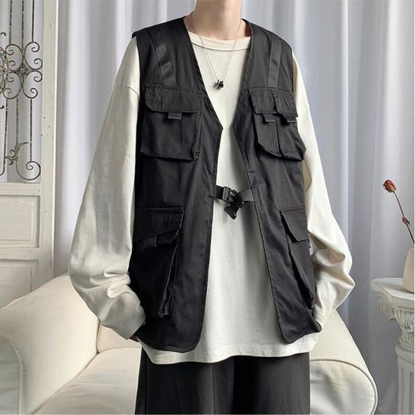 men's vests vest summer korean trend sleeveless campers fashion brand hong kong style tooling jacket, Black;white
men's vests vest summer korean trend sleeveless campers fashion brand hong kong style tooling jacket, Black;white