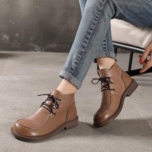 boots 2021 autumn winter big head women's shoes handmade leather lace up short, Black
boots 2021 autumn winter big head women's shoes handmade leather lace up short, Black
