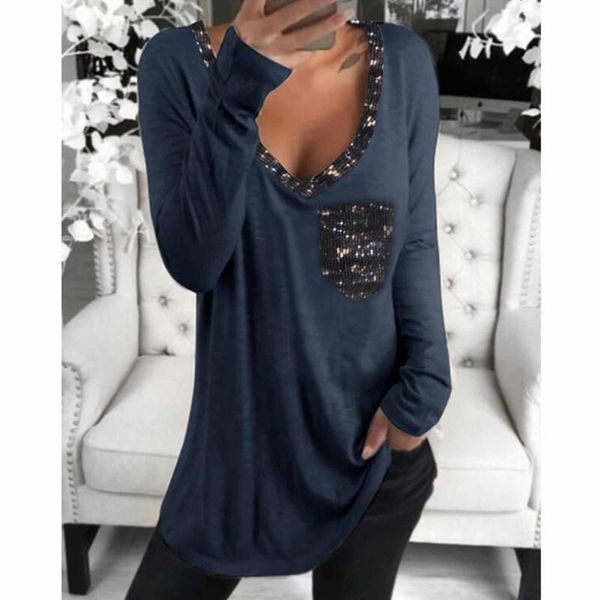 women's t-shirt plus size 2021 ladies long sleeve deep v neck leopard print pocket loose casual chic streetwear overhemd #t3g, White
women's t-shirt plus size 2021 ladies long sleeve deep v neck leopard print pocket loose casual chic streetwear overhemd #t3g, White