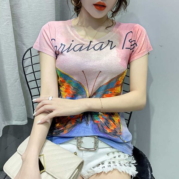 bh-4f-450-d-8022-10 fashion design basic t-shirt women 210706, White