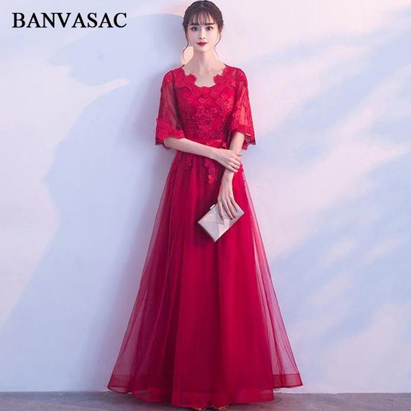 party dresses banvasac lace appliques o neck tulle sash long evening a line illusion half sleeve prom gowns, White;black
party dresses banvasac lace appliques o neck tulle sash long evening a line illusion half sleeve prom gowns, White;black