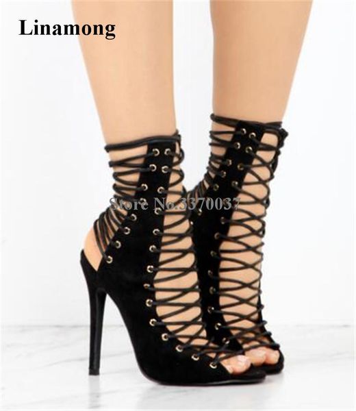 boots design women fashion open toe suede leather lace-up short gladiator cut-out high heel sandal ankle dress shoes, Black
boots design women fashion open toe suede leather lace-up short gladiator cut-out high heel sandal ankle dress shoes, Black