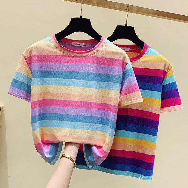 women's t-shirt rainbow striped summer cotton short sleeve t shirt women casual tee femme ladies shirts womens clothing 2021 pink, White
women's t-shirt rainbow striped summer cotton short sleeve t shirt women casual tee femme ladies shirts womens clothing 2021 pink, White