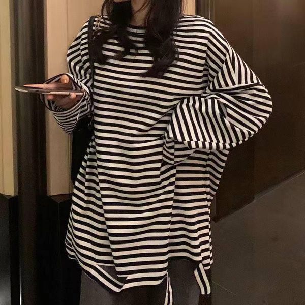 women's t-shirt women long sleeve t-shirts o-neck striped hole loose spring classical all-match fashion ulzzang leisure retro ins chic, White
women's t-shirt women long sleeve t-shirts o-neck striped hole loose spring classical all-match fashion ulzzang leisure retro ins chic, White