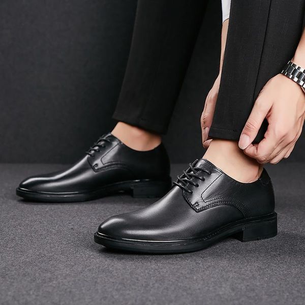 fashion genuine leather men formal dress shoes outdoor business male classic lace up pointed toe block wedding party, Black
fashion genuine leather men formal dress shoes outdoor business male classic lace up pointed toe block wedding party, Black