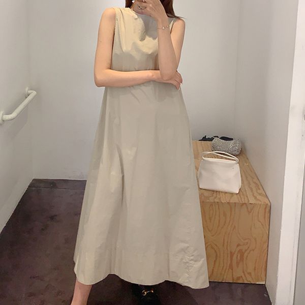 dress women's solid color mid-calf sleeveless o-neck loose summer female casual dress with pockets, Black;gray
dress women's solid color mid-calf sleeveless o-neck loose summer female casual dress with pockets, Black;gray