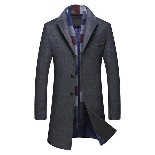 men's wool & blends winter woolen trench coats single breasted man overcoat thick jacket mid long warm outwear no scarf, Black
men's wool & blends winter woolen trench coats single breasted man overcoat thick jacket mid long warm outwear no scarf, Black