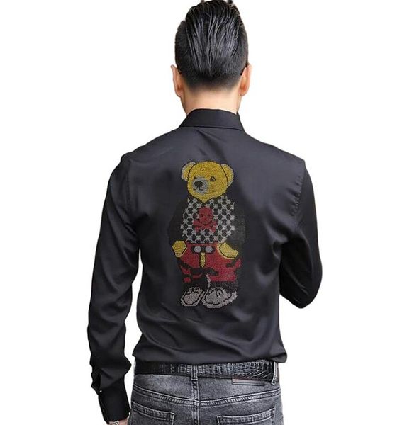 men's casual shirts streetwear cartoon design drill man lovely handsome rhinestones men anime shirt, White;black
men's casual shirts streetwear cartoon design drill man lovely handsome rhinestones men anime shirt, White;black