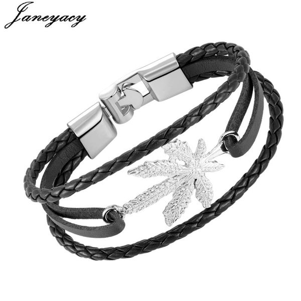 link, chain janeyacy brand bracelet fashion charm leaf leather men multilayer party gifts hombres pulsera, Black
link, chain janeyacy brand bracelet fashion charm leaf leather men multilayer party gifts hombres pulsera, Black