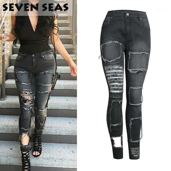 plus size distressed skinny jeans women high waisted ripped femme stretch denim pants with hole women's, Blue
plus size distressed skinny jeans women high waisted ripped femme stretch denim pants with hole women's, Blue