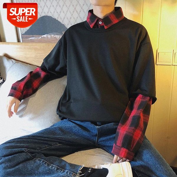 trendy fake two-piece splicing plaid sweater male korean student loose and handsome upper clothes #ql5o, Black
trendy fake two-piece splicing plaid sweater male korean student loose and handsome upper clothes #ql5o, Black