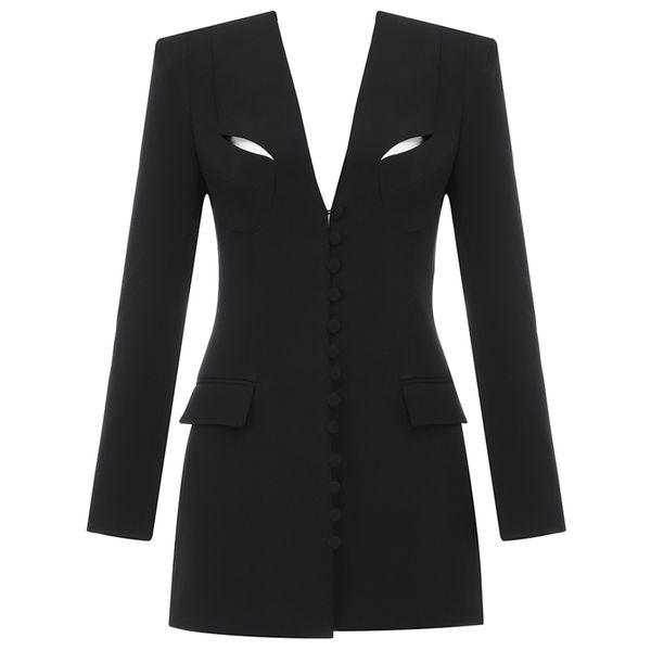 women dress long sleeve blazer deep v neck button casual mini ladies clothing 210515, Black;gray
women dress long sleeve blazer deep v neck button casual mini ladies clothing 210515, Black;gray