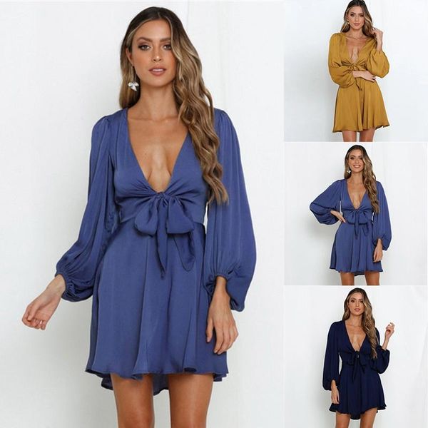 casual dresses elegant belted wrap female mini dress v neck lace up women long sleeve high waist, Black;gray
casual dresses elegant belted wrap female mini dress v neck lace up women long sleeve high waist, Black;gray