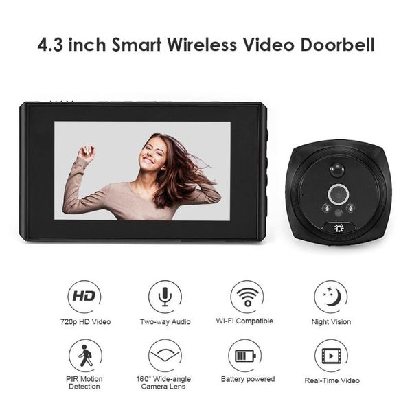 doorbells 4.3 inch wireless electronic peephole doorbell ir night vision 160 degree digital door eye camera viewer monitor
doorbells 4.3 inch wireless electronic peephole doorbell ir night vision 160 degree digital door eye camera viewer monitor