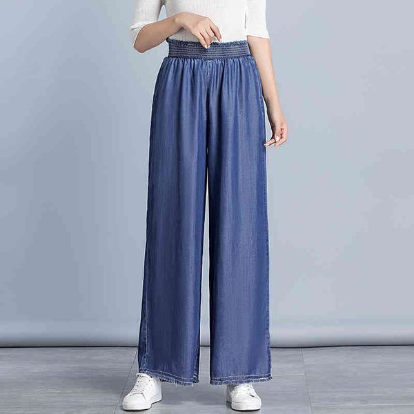 women's jeans tencel ladies fashion casual high elastic waist loose trousers wide leg denim pants 1b4j, Blue
women's jeans tencel ladies fashion casual high elastic waist loose trousers wide leg denim pants 1b4j, Blue