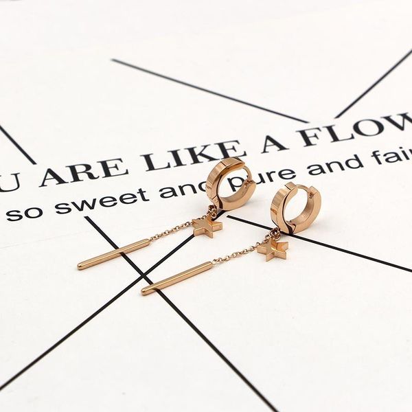 e5-313 korean five pointed star round stick open earrings for fashionable women, Golden
e5-313 korean five pointed star round stick open earrings for fashionable women, Golden