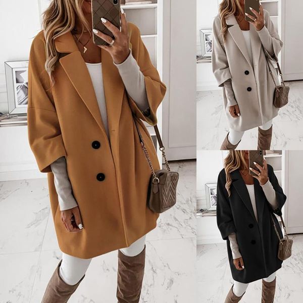 women's wool & blends retro style ladies jacket pocket oversized plaid women 202 lapel long-sleeved loose chic veste femme, Black
women's wool & blends retro style ladies jacket pocket oversized plaid women 202 lapel long-sleeved loose chic veste femme, Black