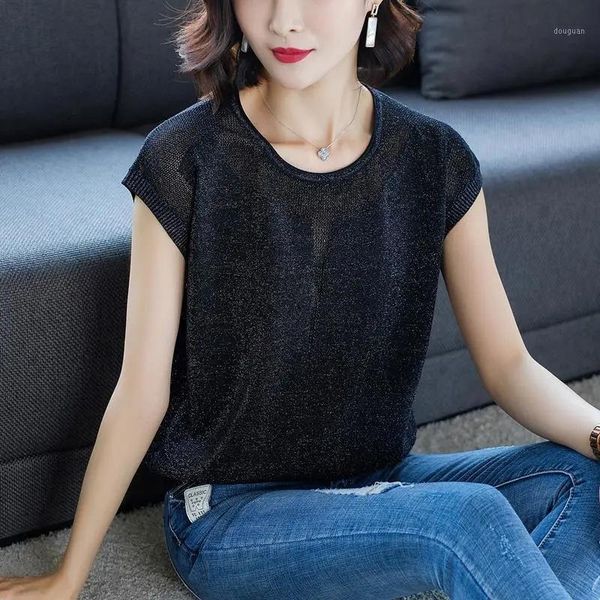 short sleeve knitwear summer solid thin pullover female casual hollow out patchwork bright silk knitted t-shirt women women's, White
short sleeve knitwear summer solid thin pullover female casual hollow out patchwork bright silk knitted t-shirt women women's, White
