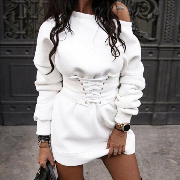 casual dresses women mini dress fall winter fashion o neck high waist long sleeve lace up sweatshirt, Black;gray
casual dresses women mini dress fall winter fashion o neck high waist long sleeve lace up sweatshirt, Black;gray