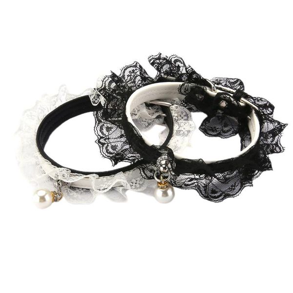 elegant adjustable leather pet collar black and white lace with small bell for kittens puppies cat collars & leads
elegant adjustable leather pet collar black and white lace with small bell for kittens puppies cat collars & leads