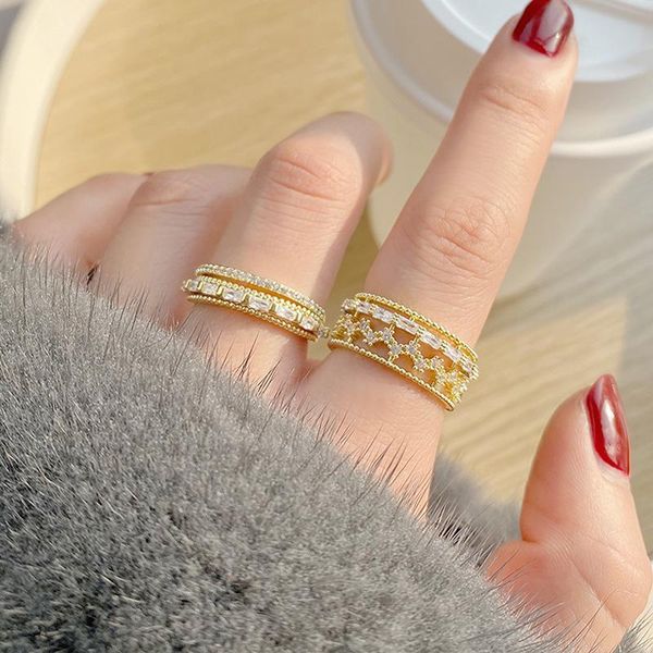 cluster rings french hollow inlaid crystal cz ring for women cubic zircon rhinestone open design adjustable luxury female bague, Golden;silver
cluster rings french hollow inlaid crystal cz ring for women cubic zircon rhinestone open design adjustable luxury female bague, Golden;silver